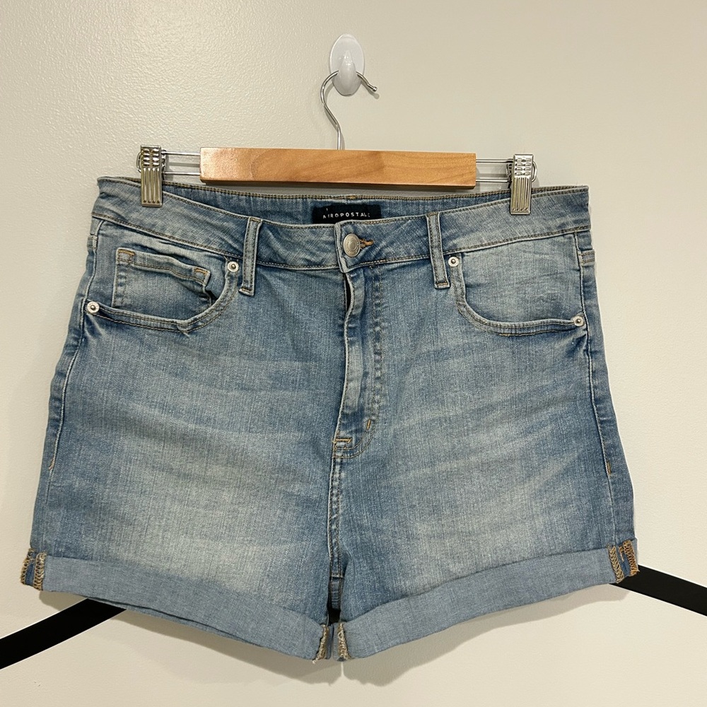 14 Aeropostale Blue Denim cuff Women Shorts